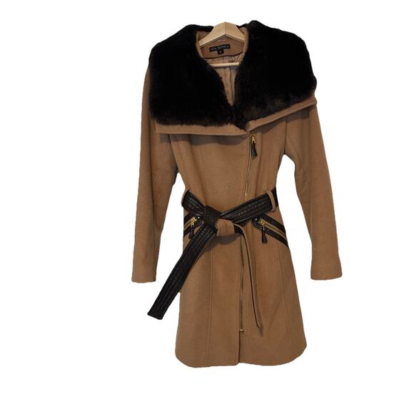 VIA SPIGA… Women's Asymmetric Faux-Fur-Collar Wrap Coat Size 6 women - Picture 2 of 16